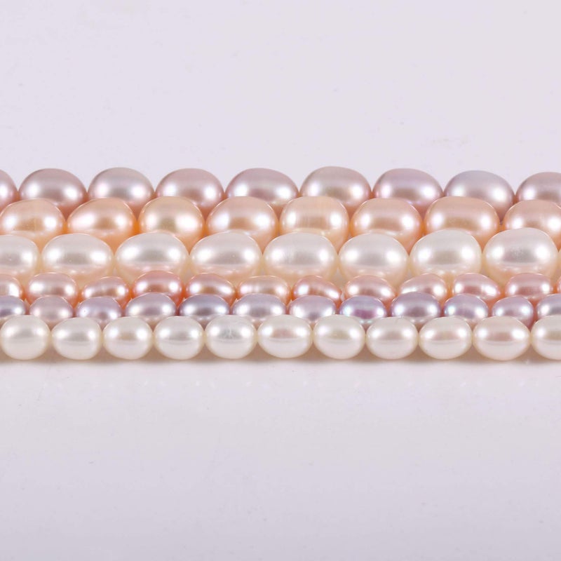 Zotoone Natural Pearl Freshwater Cultured Pearl Beads for Jewelry Making Oval Beads Punch Loose Beads Handmake DIY for Jewelry Making DIY Women Necklace Bracelet 8-9 mm Purple 14 inches - Image 4